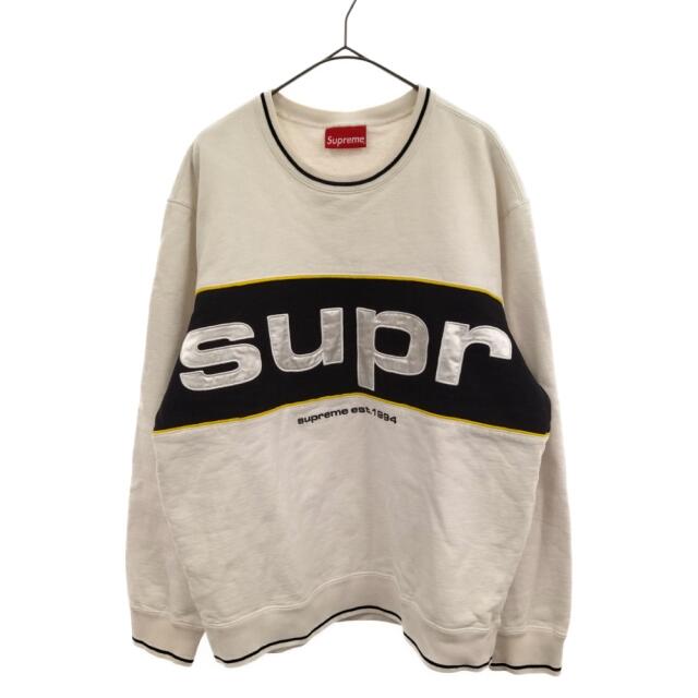 SUPREME シュプリーム 19AW Piping Crewneck パイピングロゴ付きクルーネックスウェットトレーナー ホワイト