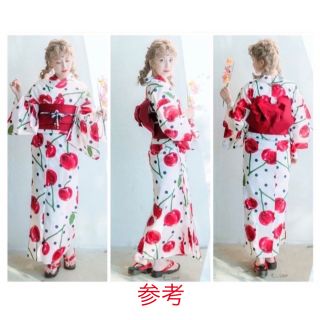 メゾンドフルール(Maison de FLEUR)の希少*水玉チェリー浴衣ゆかたさくらんぼ黒白赤夏祭り(maisonのタグかりします(浴衣)