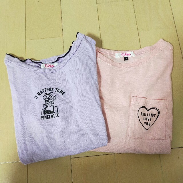 PINK-latte(ピンクラテ)のPINKLATTE■Tシャツ2枚セット、ピンクラテ、レピピ、トップス キッズ/ベビー/マタニティのキッズ服女の子用(90cm~)(Tシャツ/カットソー)の商品写真