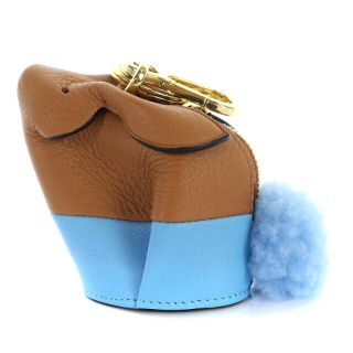 ロエベ(LOEWE)のロエベ LOEWE Bunny charm コインケース レザー 茶 水色(コインケース)