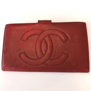 シャネル キャビアスキン 財布(レディース)（レッド/赤色系）の通販 