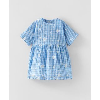 ザラキッズ(ZARA KIDS)のザラ ベビー フラワー ギンガムチェック ワンピース(ワンピース)