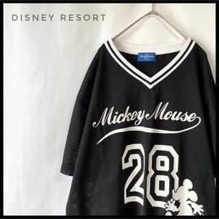 ディズニー(Disney)のDisney resort ナンバリング　ベースボールシャツ　リンガー　Vネック(Tシャツ/カットソー(半袖/袖なし))
