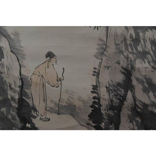 【真作】田中頼璋/高士探梅図/山水人物図/掛軸☆宝船☆Z-893