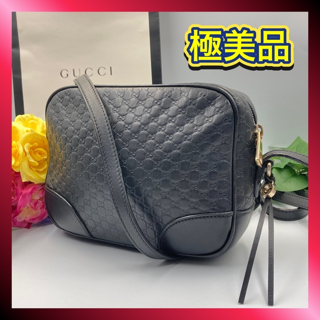 海外輸入】 G - 極美品☆グッチ マイクロシマ レザーショルダーバッグ