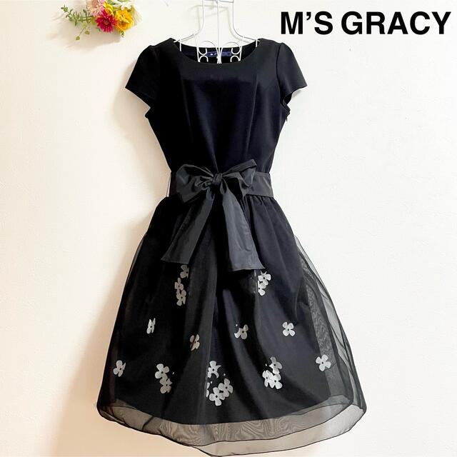 M'S GRACY(エムズグレイシー)のようこ様ご専用！美品 エムズグレイシー 花柄モチーフ レース ワンピース 40 レディースのワンピース(ひざ丈ワンピース)の商品写真