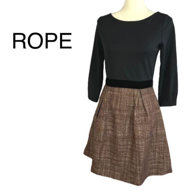 ROPE’(ロペ)の美品　ロペ　ドッキングワンピース　フレアタックスカート　M.L相当　ポリエステル レディースのスカート(ひざ丈スカート)の商品写真