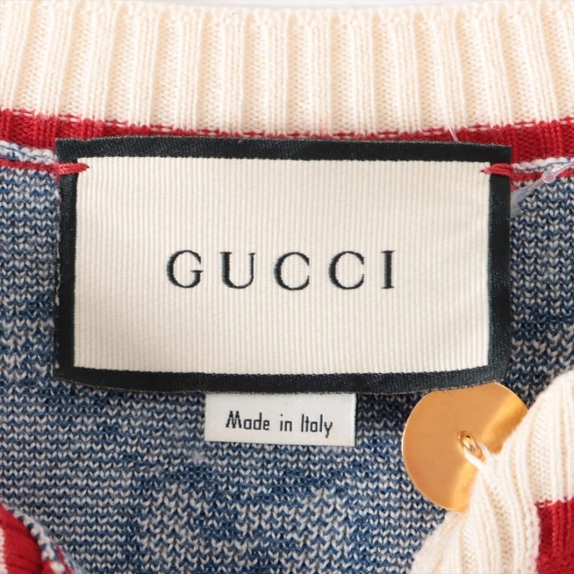 Gucci(グッチ)のグッチ GGジャカード コットン×ウール L ブルー レディース カーディ レディースのトップス(カーディガン)の商品写真