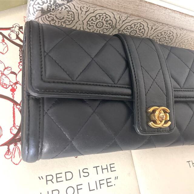 CHANEL シャネル マトラッセ 長財布 ラムスキン ネイビー 2016年