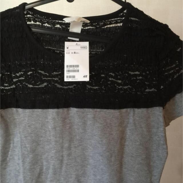 H&M(エイチアンドエム)の新品　H&M  レースTシャツ レディースのトップス(Tシャツ(半袖/袖なし))の商品写真