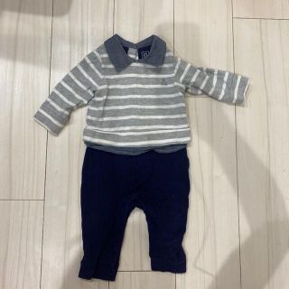 ベビーギャップ(babyGAP)のロンパース　襟付き　ボーダー　 GAP ベビーギャップ　重ね着風　長袖　結婚式(ロンパース)