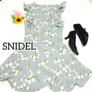 スナイデル(SNIDEL)のSNIDEL スナイデル　花柄　フラワーフレアワンピース　ミント　M(ミニワンピース)