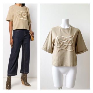 フェンディ(FENDI)のFENDI  フェンディ  FF カーリグラフィー  コットン　ロゴ Tシャツ(Tシャツ(半袖/袖なし))