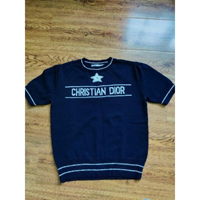 Christian Dior - DIOR ニット トップス ネイビー 半袖 ロゴ 紺色