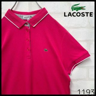 ラコステ(LACOSTE)の【大人気】ラコステ レディース 半袖ポロシャツ ピンク ワンポイントロゴ刺繍 Ｌ(ポロシャツ)