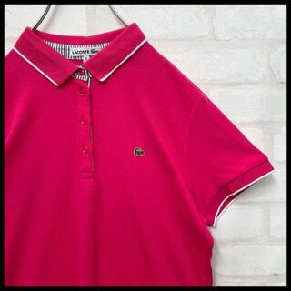 【大人気】ラコステ レディース 半袖ポロシャツ ピンク ワンポイントロゴ刺繍 Ｌ