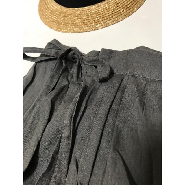 fog linen work(フォグリネンワーク)の美品::フォグリネンワークFLWラップスカート:グレー レディースのスカート(ロングスカート)の商品写真