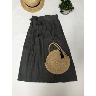 フォグリネンワーク(fog linen work)の美品::フォグリネンワークFLWラップスカート:グレー(ロングスカート)