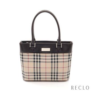 バーバリー(BURBERRY)のノバチェック ハンドバッグ ナイロンキャンバス レザー ベージュ マルチカラー(ハンドバッグ)