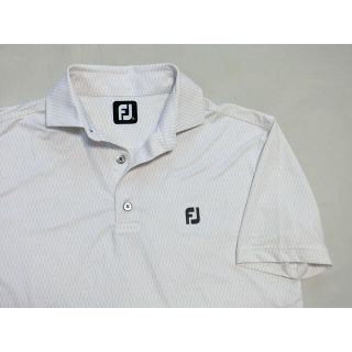 フットジョイ(FootJoy)のFootJoy フットジョイ　白と淡いグレーの格子柄の半袖シャツ M(ウエア)