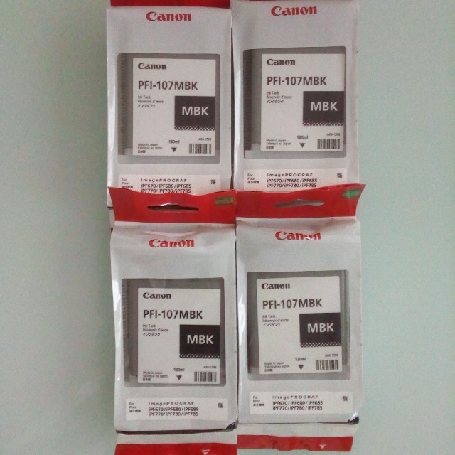 Canon インクカートリッジ PFI-107 MBK 4個セット - PC周辺機器