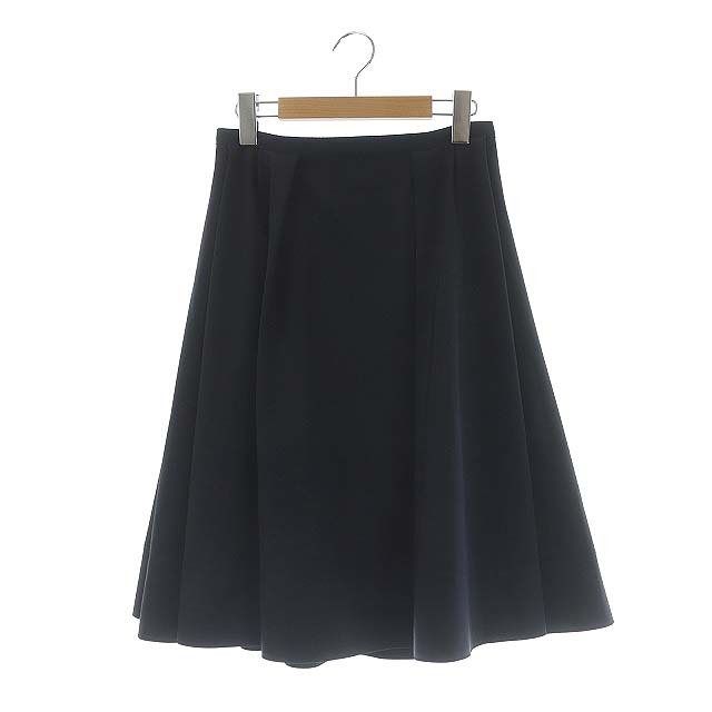 美品 FOXEY NEWYORK ストレッチ タック フレアスカート 紺