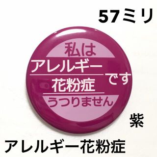 アレルギー花粉症缶バッジ【紫】57ミリ(その他)