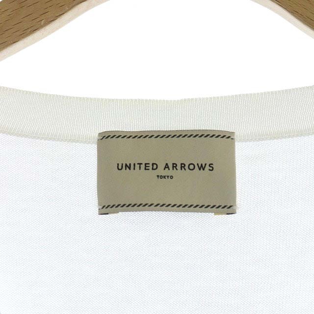 UNITED ARROWS(ユナイテッドアローズ)のユナイテッドアローズ 薄手半袖カーディガン ニット Vネック ショート 白 レディースのトップス(カーディガン)の商品写真