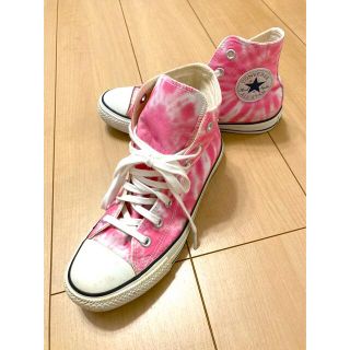 コンバース(CONVERSE)のコンバース☆ピンク☆タイダイ柄☆24☆ハイカット(スニーカー)