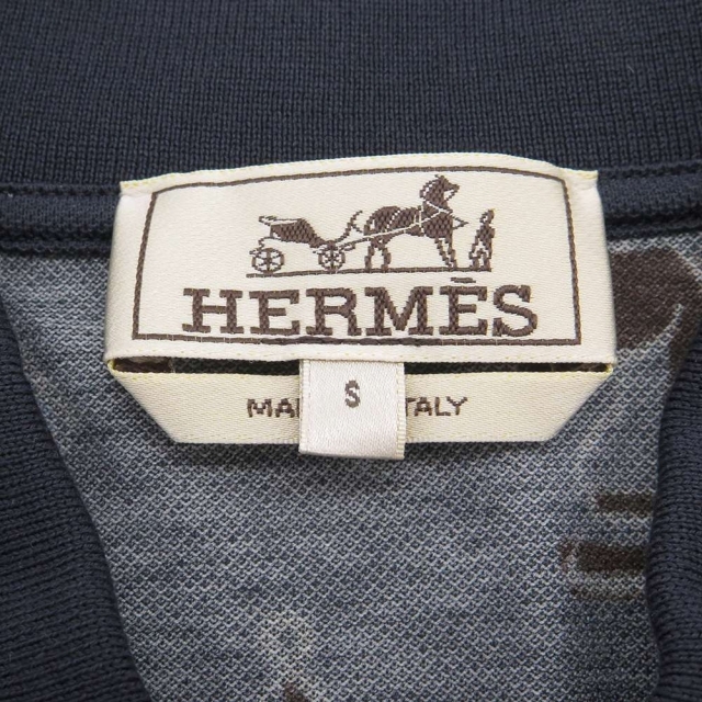 エルメス ポロシャツ プレイグラウンド ネイビー コットン メンズサイズS HERMES トップス 半袖 2022年春夏