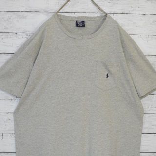 ポロラルフローレン(POLO RALPH LAUREN)の90s USA製 ラルフローレン ポニー刺繍ロゴ 半袖Tシャツ ポケT グレー(Tシャツ/カットソー(半袖/袖なし))