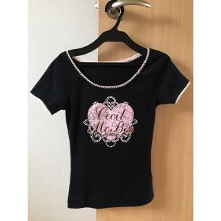 セシルマクビー(CECIL McBEE)のセシルマクビー　Ｔシャツ　黒　ジュエリー風　ピンク(Tシャツ(半袖/袖なし))