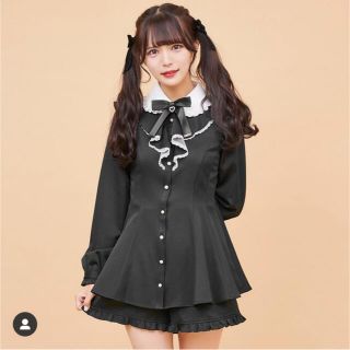 シークレットハニー　セットアップ　レース　リボン　パフスリーブ　ショートパンツ