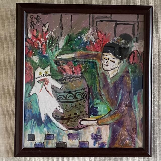 送料無料キャンペーン?】 絵画 。壁掛け絵原画手描き【部屋の中で花瓶