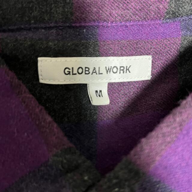 GLOBAL WORK(グローバルワーク)のGLOBAL WORK メンズ　チェックネルシャツ　パープル系　Mサイズ メンズのトップス(シャツ)の商品写真