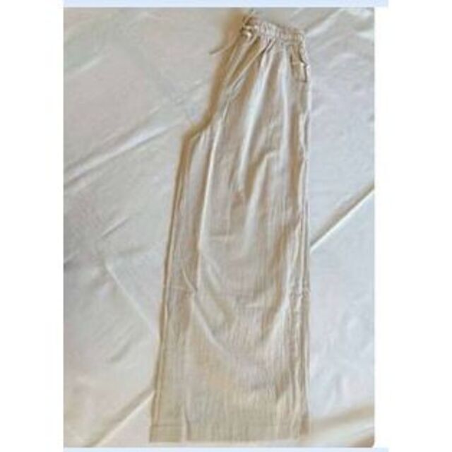 新品 レディース ワイドパンツ 綿 麻 履き心地快適 脚長細見え効果 M