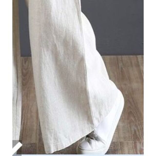 大きめ レディース ワイドパンツ 綿 麻 履き心地快適 ウエストゴム XXL  レディースのパンツ(カジュアルパンツ)の商品写真