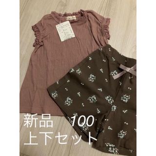 ブランシェス(Branshes)の【新品未使用　ブランシェス】ピンクカットソー　ショートパンツ　セット　100(Tシャツ/カットソー)