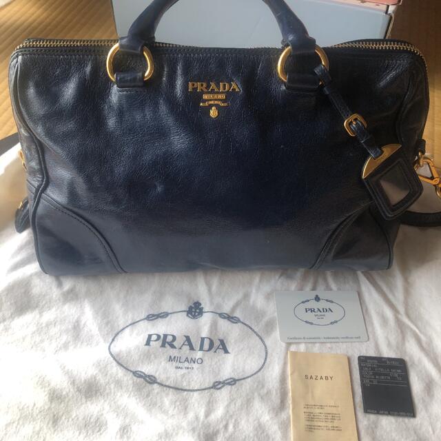 【お値下げ】PRADA プラダ　2wayショルダーバックマリンブルー系サイズ