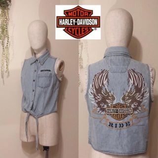 ハーレーダビッドソン(Harley Davidson)の【ハーレーダビッドソン】ロゴ刺繍 デニムベスト +.＊(ベスト/ジレ)