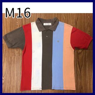 エムシックスティーン(M16)のM 16 鹿の子 クレイジーパターン 切り替え 半袖 ポロシャツ メンズ M L(ポロシャツ)