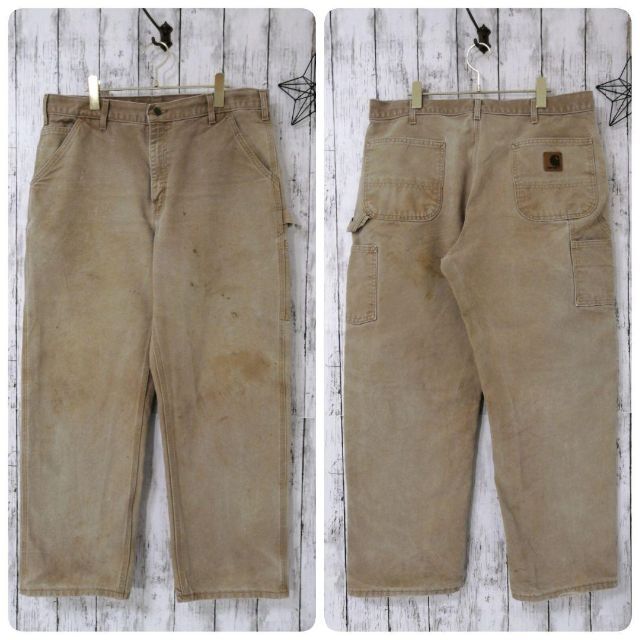 安い新品】 carhartt - USA製 Carhartt 革ロゴ 極太ルーズ ペインター