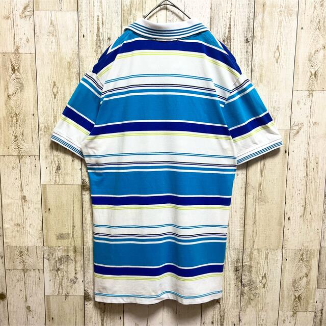 FRED PERRY(フレッドペリー)の【美品】フレッドペリー 半袖ポロシャツ ボーダー 好配色 夏色 刺繍 L メンズのトップス(ポロシャツ)の商品写真