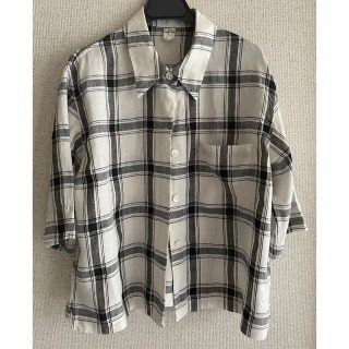 マーガレットハウエル シャツ/ブラウス(レディース/半袖)(チェック お得に買える通販 マーガレットハウエル 【美品】 ラージチェック MHL ブラウス シャツ リネン シャツ/ブラウス(半袖/袖なし)