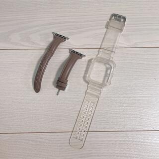 Apple Watch - Apple Watch SE 44ミリ　クリアベルト　レザーベルト　2個セット