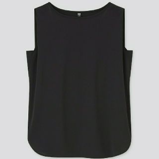 ユニクロ(UNIQLO)のユニクロ　クレープジャージーT　ノースリーブ　黒　3XL(カットソー(半袖/袖なし))