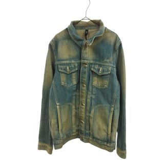 グラム(glamb)のglamb グラム 6B DENIM JACKET 襟ワイヤー入りダメージ加工デニムジャケット ブルー(Gジャン/デニムジャケット)