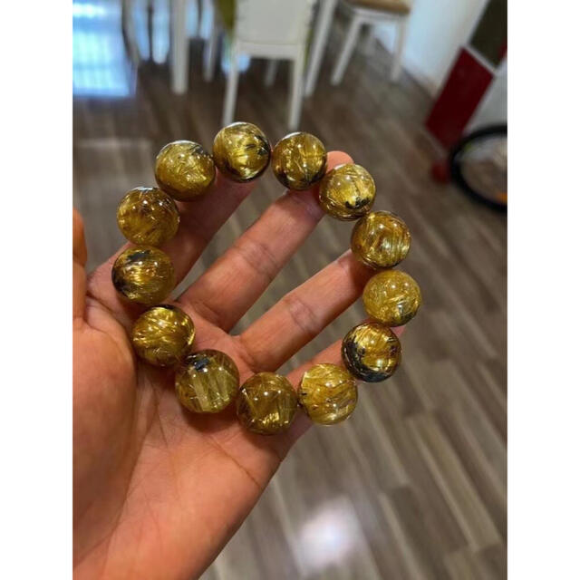 天然】タイチンルチルクオーツ ブレスレット 18mm - アクセサリー 天然】タイチンルチルクオーツ ブレスレット 18mm - アクセサリー