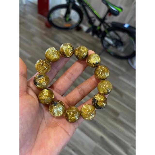 天然】タイチンルチルクオーツ ブレスレット 18mm - アクセサリー 天然】タイチンルチルクオーツ ブレスレット 18mm - アクセサリー