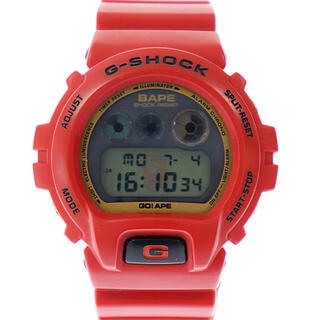 ジーショック(G-SHOCK)のジーショック ×アベイシングエイプ 2000本限定 腕時計 DW-6900 赤(腕時計(デジタル))